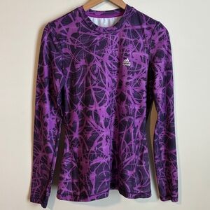 Adidas Women's TechFit Performance Long Sleeve Top Purple Splatter Size S